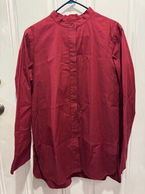 Lafayette 148 New York Red Longline Button-Front Blouse